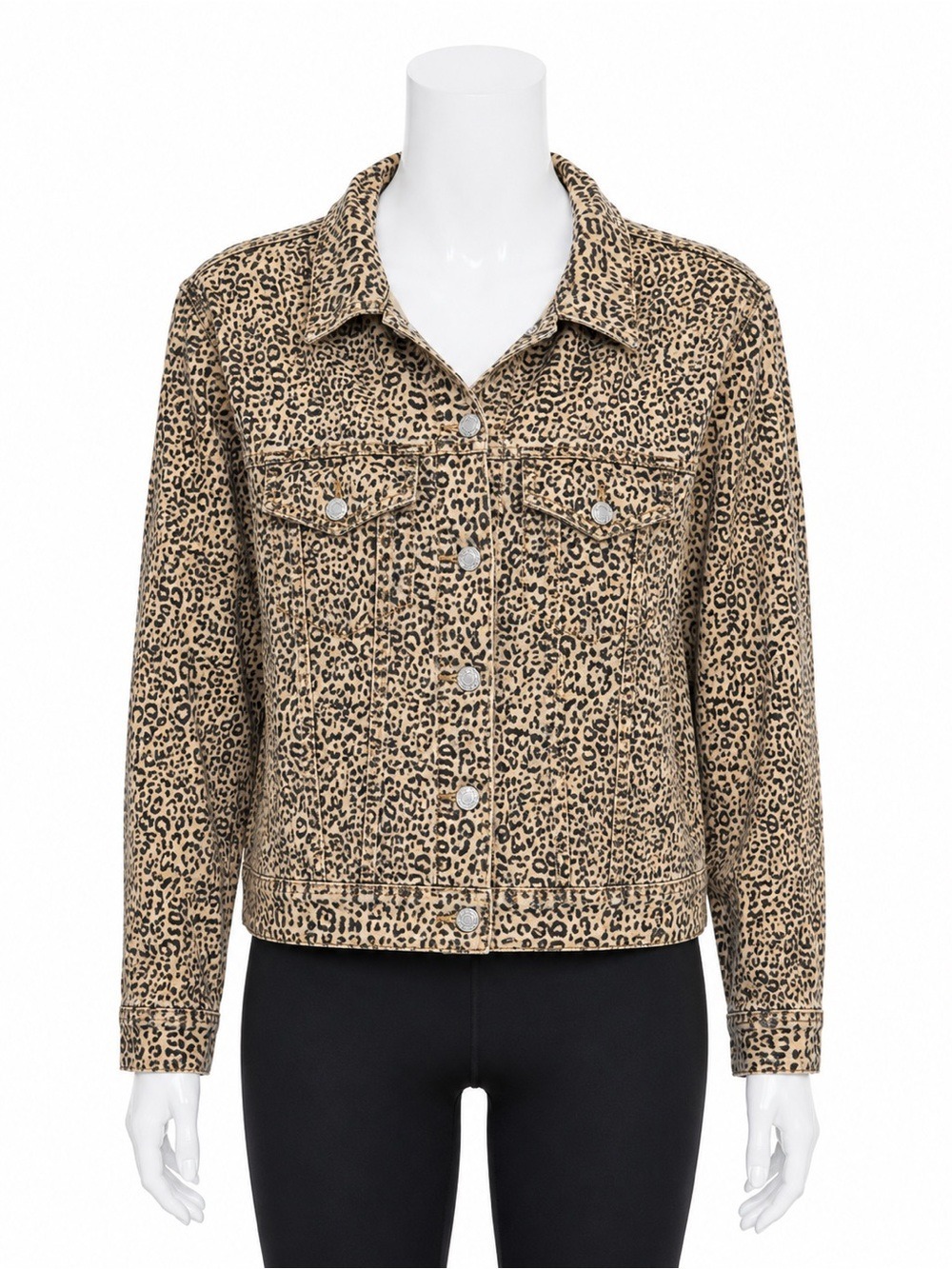 Brunette The Label Leopard Print Denim Jacket L/XL